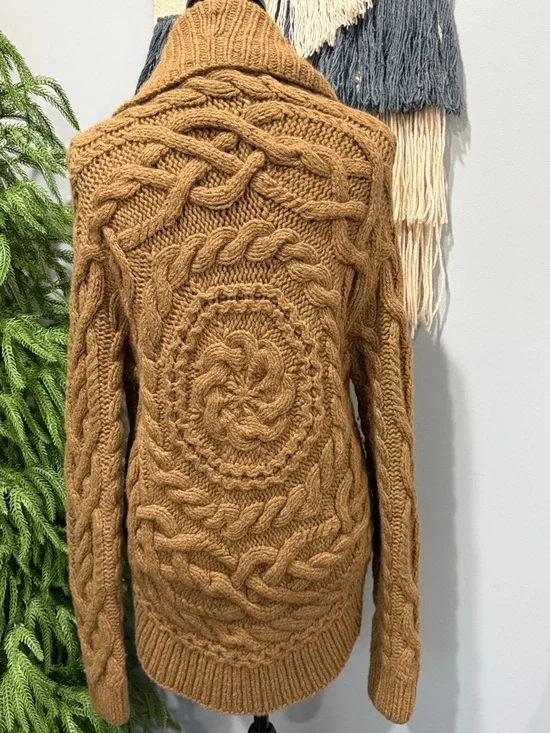 Ralph Lauren Hand Knit Wool Cashmere Angora Cardigan Toggle Brown Size Small - Picture 6 of 7